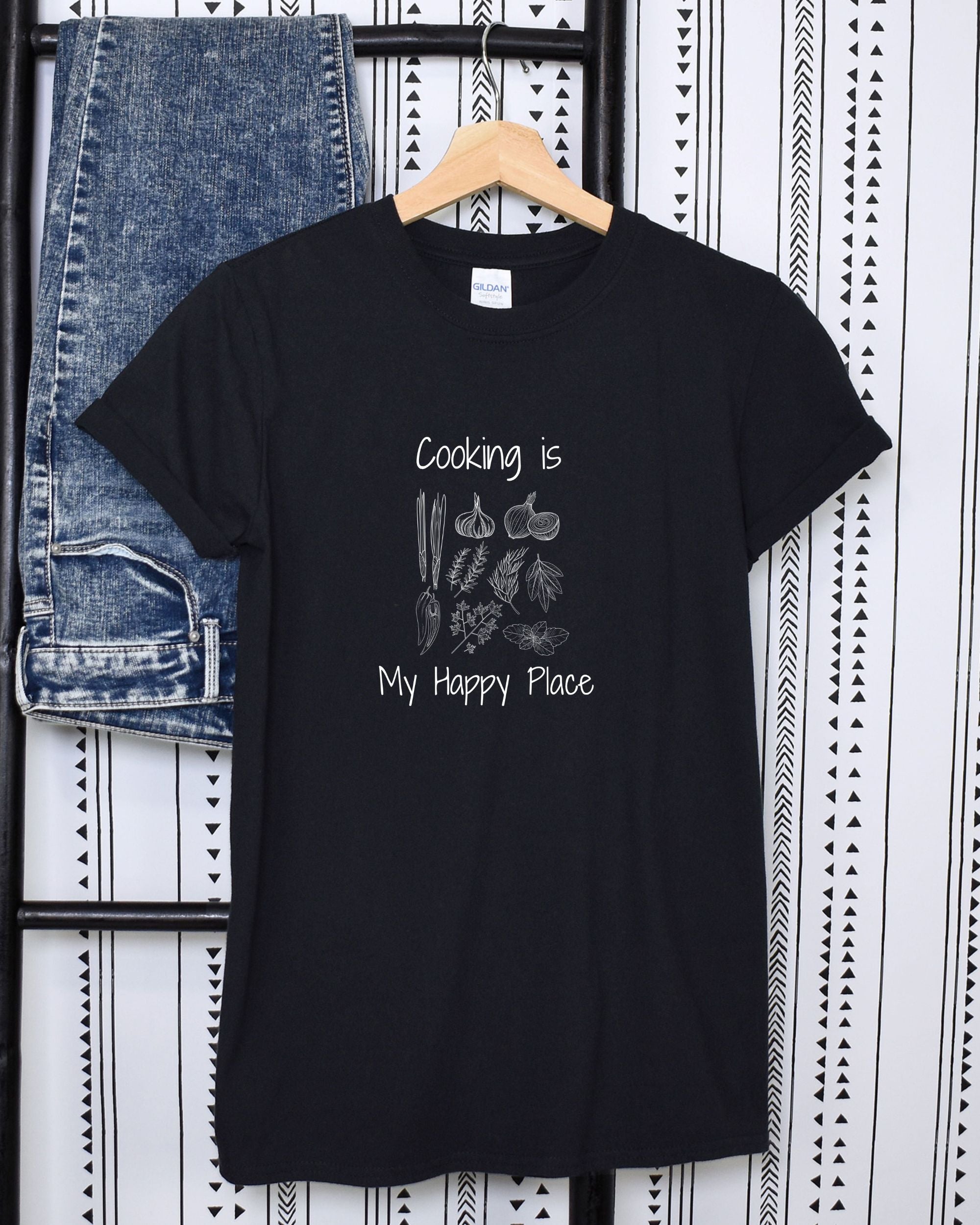 T-shirt, super soft, "Cooking is My Happy Place" T-Shirt - Comfortable, Chic and Playful - cooking t-shirt #2