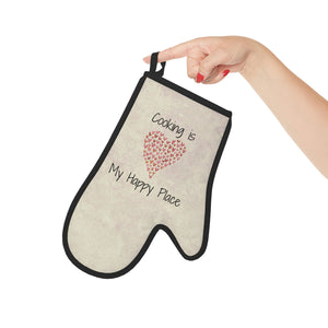 Oven mitts, potholders, happy place, oven gloves, heat insulation and protection, love cooking, cooking enthusiast, cotton trim - cooking#11