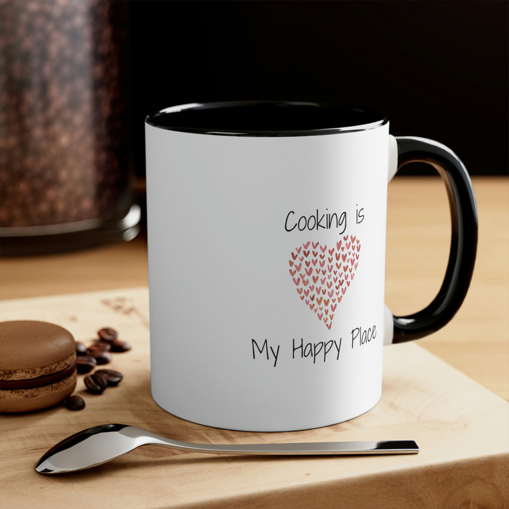 Coffee Mug, Cooking is My Happy Place 11oz Ceramic Mug with Light-Hearted Design, Dishwasher and Microwave Safe, Perfect Gift for Hot Beverage Lovers - cooking mug 11
