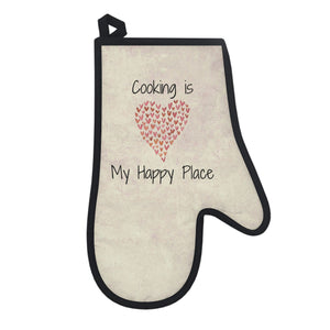 Oven mitts, potholders, happy place, oven gloves, heat insulation and protection, love cooking, cooking enthusiast, cotton trim - cooking#11