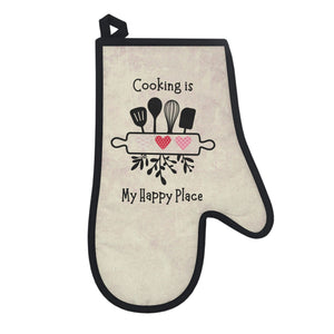 Oven mitts, potholders, happy place, oven gloves, heat insulation and protection, love cooking, cooking enthusiast, cotton trim - cooking#5