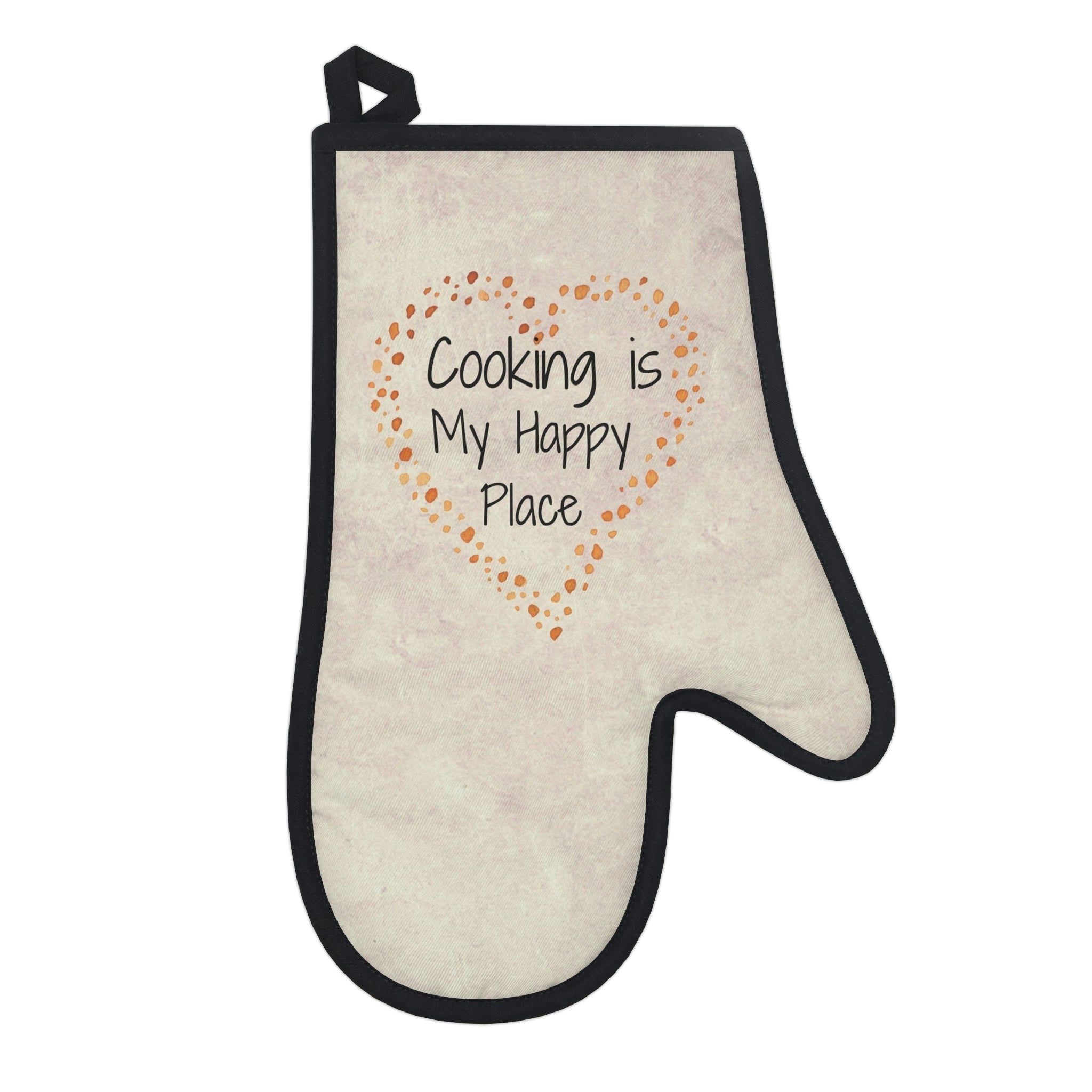 Oven mitts, potholders, happy place, oven gloves, heat insulation and protection, love cooking, cooking enthusiast, cotton trim - cooking#8
