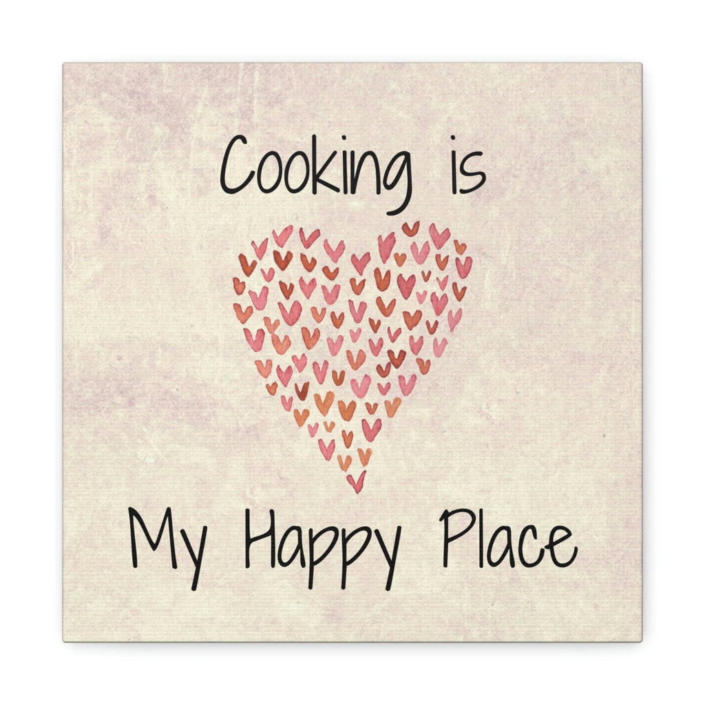 Kitchen decor, gallery-wrapped canvas print, Cooking is my Happy Place theme, wall art with cooking graphics, gift for foodie or chef, kitchen art - cooking#11