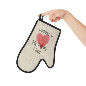 Oven mitts, potholders, happy place, oven gloves, heat insulation and protection, love cooking, cooking enthusiast, cotton trim - cooking#10