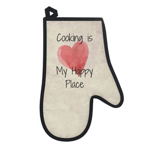 Oven mitts, potholders, happy place, oven gloves, heat insulation and protection, love cooking, cooking enthusiast, cotton trim - cooking#10